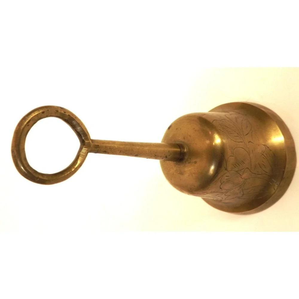 Vintage Collectible Etched Brass Bell Floral Design - 5.5